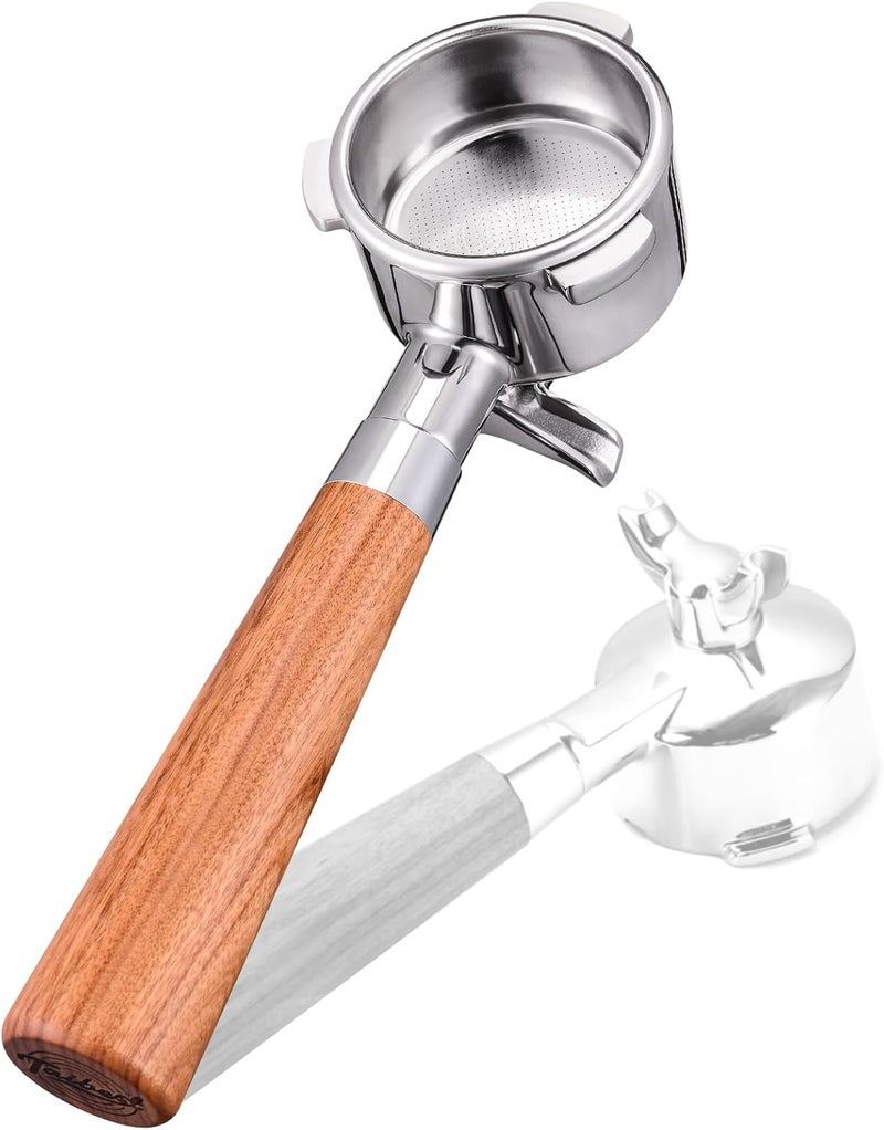 TaiBest فلتر قهوة 54 مم لجهاز Breville BES870/878/880، مقبض إسبريسو مزدوج الفوهة مع قبضة من خشب الورد السيامي وسلة من الفولاذ المقاوم للصدأ 304 - Image 1